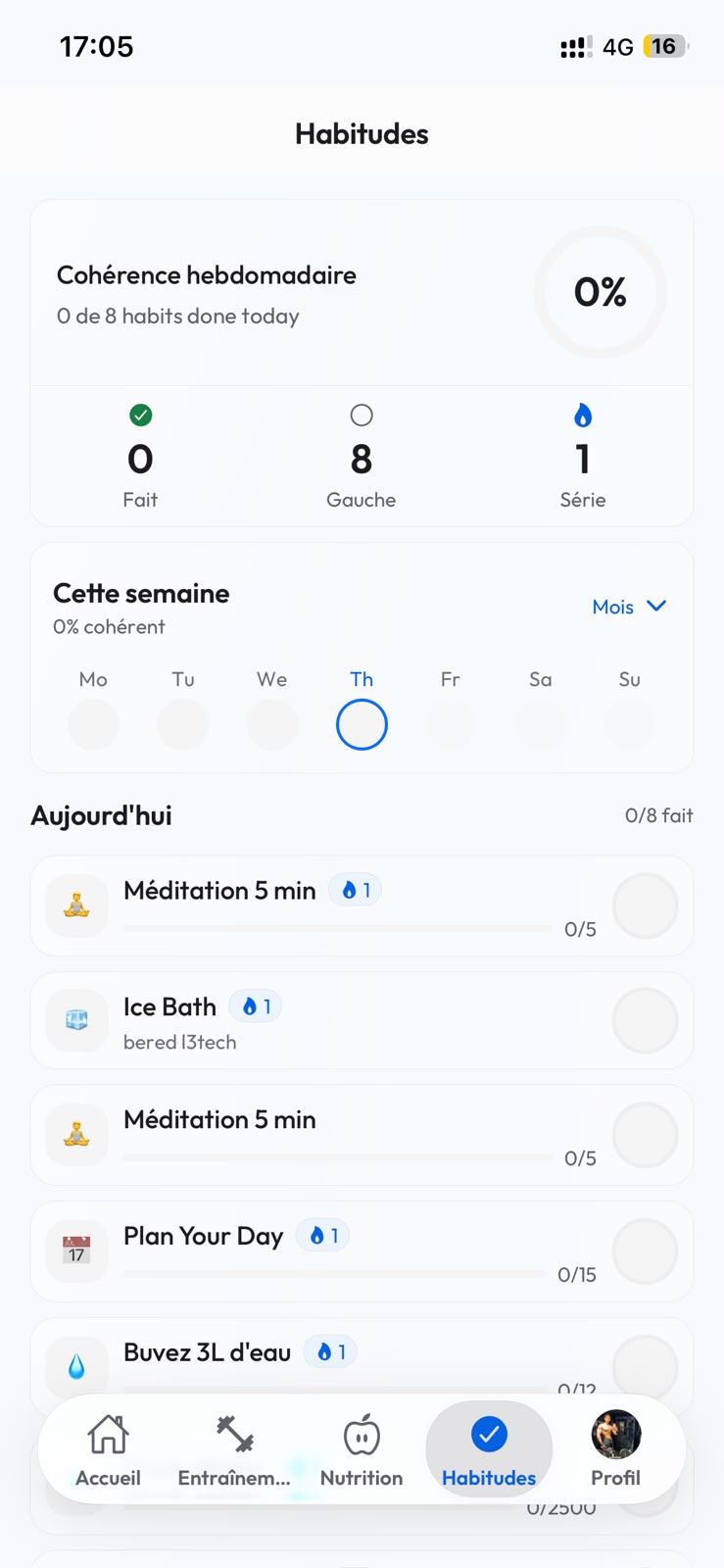 FitnScale mobile app: Daily habits